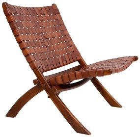 Сгъваем стол от тиково дърво и кожа Montana - House Nordic