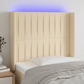 3124265 vidaXL LED горна табла за легло, кремава, 83x16x118/128 см, плат