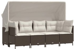 3261528 vidaXL Градински комплект с възглавници, 5 части, кафяв полиратан