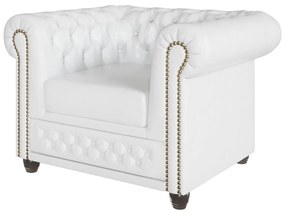 Бял фотьойл от изкуствена кожа York - Ropez