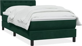 3318438 vidaXL Боксспринг легло с матрак, тъмнозелено, 90x210 см, кадифе