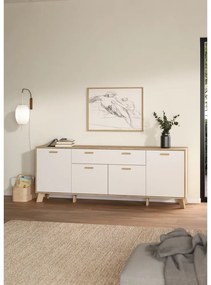 Скрин от дъбов декор в бял и естествен цвят 196x73x39 cm Ikast – Tvilum