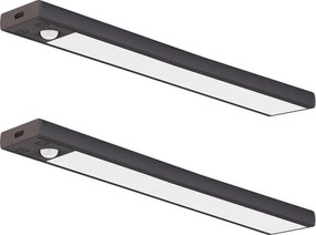 КОМПЛЕКТ 2 бр. акумулаторно LED осветление за мебели със сензор VIRO LED, 1,2 W, 800 mAh, 30 см, CCT, черно