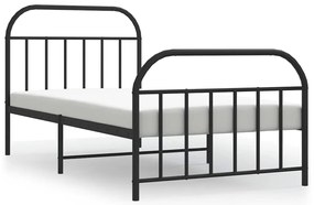 353647 vidaXL Метална рамка за легло с горна и долна табла, черна, 100x190 см