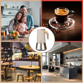 Електрическа кубинска кафеварка за еспресо Klausberg KB 7997, 600 мл, 12 чаши, Предпазен клапан, Стомана, Индукция, Бежов