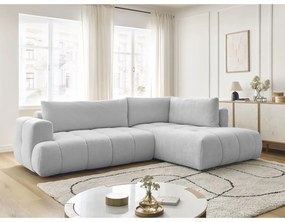 Светлосив сгъваем/с място за съхранение ъглов диван (десен ъгъл/L форма) Fuji – Bobochic Paris