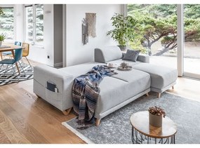 Светлосив разтегателен/с място за съхранение ъглов диван Classy Sophie – Miuform