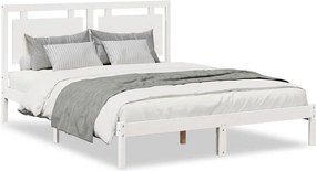 3309188 vidaXL Рамка за легло без матрак, бял, 140x210 см, масивна дървесина