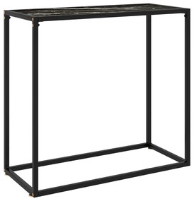 322810 vidaXL Конзолна маса, черна, 80x35x75 cм, закалено стъкло