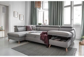 Светлосив U-образен разтегателен диван, ляв ъгъл Sweet Harmony - Miuform