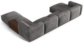 Сив кадифен модулен ъглов диван (десен ъгъл/U форма) Martina – Micadoni