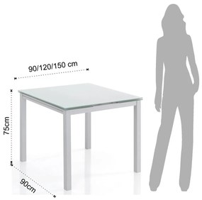 Сгъваема маса за хранене със стъклен плот 90x90 cm New Daily - Tomasucci