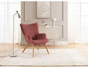 Червен фотьойл с табуретка от рипсено кадифе Niko – Ropez