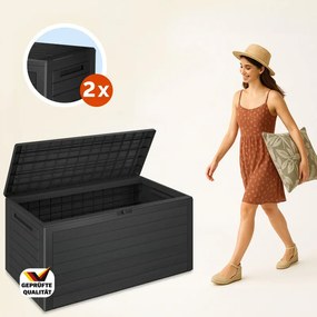 Градинска кутия за съхранение Woody 280 л - антрацит, дървесен ефект, водоустойчива