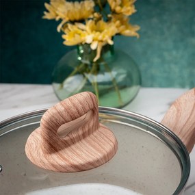 Тенджера Voltz Nice OV54418E20D, 20x10.5 см, 3.2 л, Незалепващо покритие, Индукция, Кремав меланж