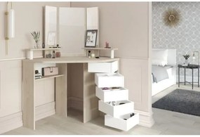 Ъглова Тоалетна масичка Beauty с огледало-Fusiko-White