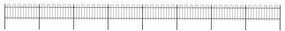 Sonata Градинска ограда с извити върхове, стомана, 13,6x0,8 м, черна