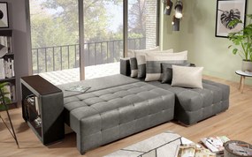 Разтегателен ъглов диван с подлакътник етажерка Мелвин S