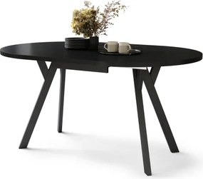 АЛМО Черно/черни крака - КРЪГЛА РАЗТЕГАТЕЛНА МАСА С Y-ОБРАЗНИ КРАКА В ЛОФТ/ИНДУСТРИАЛЕН СТИЛ ЗА ХОЛ ИЛИ ТРАПЕЗАРИЯ