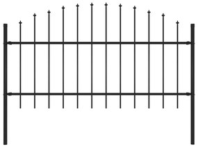 Sonata Градинска ограда с пики (1-1,25)x1,7 м стомана черна