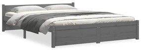 815021 vidaXL Рамка за легло, сива, дърво масив, 135x190 cм, Double
