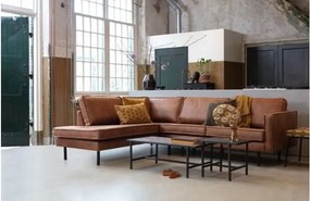 Кафяв ъглов диван от изкуствена кожа (ляв ъгъл/L форма) Rodeo – WOOOD