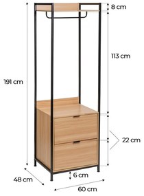 Отворен гардероб в естествен цвят 60x190x48 cm Armarios – Casa Selección