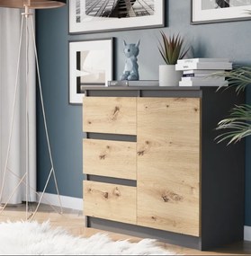 Комод R-80-S3 с чекмеджета 80 см - различни цветови варианти антрацит микс артисън