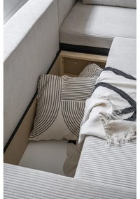 Бял разтегателен ъглов диван от рипсено кадифе (десен ъгъл) Brave Dave – Miuform