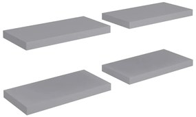 323852 vidaXL Окачени стенни рафтове, 4 бр, сиви, 50x23x3,8 см, МДФ