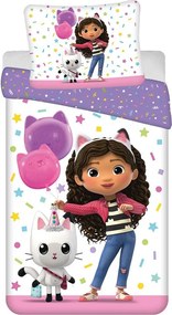 Единично памучно детско спално бельо 140x200 cm Gabby's Dollhouse "Confetti" – Jerry Fabrics