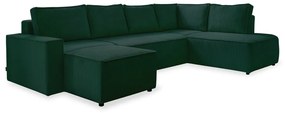 Тъмнозелен разтегателен ъглов диван от рипсено кадифе (десен ъгъл/"U" форма) Brave Dave – Miuform
