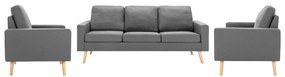 3056644 vidaXL Комплект дивани, 3 части, плат, светлосиви