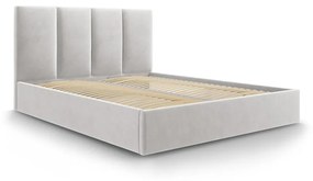 Светлосиво кадифено двойно легло , 160 x 200 cm Juniper - Mazzini Beds