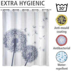 Бяла завеса за душ с покритие против мухъл Dandelions, 180 x 200 cm Astera - Wenko