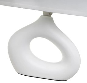 Бяла керамична настолна лампа с текстилен абажур (височина 30 cm) – Casa Selección