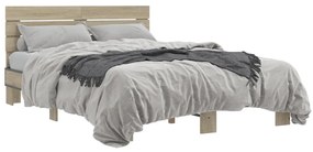 3280163 vidaXL Рамка за легло, дъб сонома, 135x190 см, инженерно дърво и метал