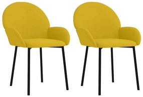 344770 vidaXL Трапезни столове, 2 бр, жълти, кадифе