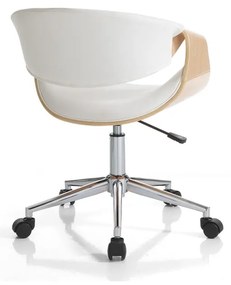 Офис стол от имитация на кожа в бял и естествен цвят Visby – Tomasucci