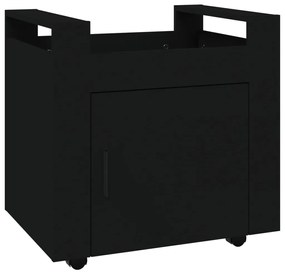 816609 vidaXL Бюро на колелца, черно, 60x45x60 см, инженерно дърво