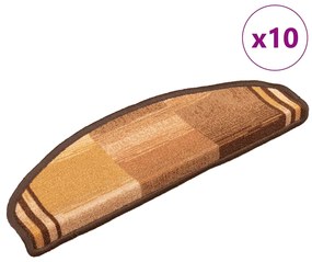 149837 vidaXL Самозалепващи стелки за стълби, 10 бр, 65x21x4 см, кафяви