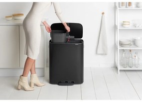 Кош за боклук Brabantia Bo Pedal 1003191, 2x30 л, Плавно затваряне, Противоплъзгаща основа, Черен