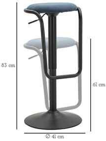 Тапициран бар стол с регулируема височина в петролен цвят/черен (височина на седалката 61 cm) Destiny – Mauro Ferretti