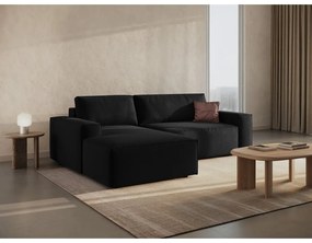 Черен разтегателен ъглов диван (ляв ъгъл) Jodie – Micadoni Home