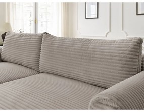 Светлосиво-бежов разтегателен ъглов диван от рипсено кадифе (ляв ъгъл) Lucien – Bobochic Paris