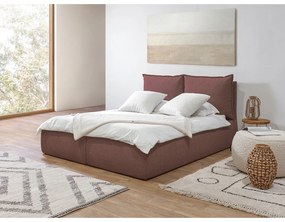 Розово двойно тапицирано легло с място за съхранение с включена подматрачна рамка 160x200 cm Garance – Bobochic Paris