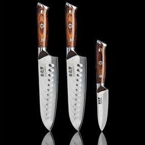 Gudaro - КОМПЛЕКТ 2x Santoku кухненски нож FENG 7,5"+ 1x кухненски нож FENG 3,5"