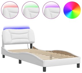 3213907 vidaXL Рамка за легло с LED без матрак Hvar бяла 90x200 см