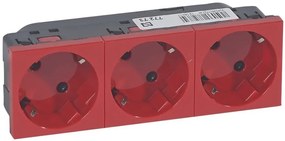 Legrand Контакт ШУКО ТРОЕН 45° 16A 6 мод. цвят червен Mosaic - 077273