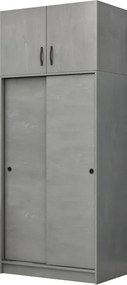 Шкаф с две плъзгащи се врати Regio от меламин в сиво бетонно 100x60x240см.